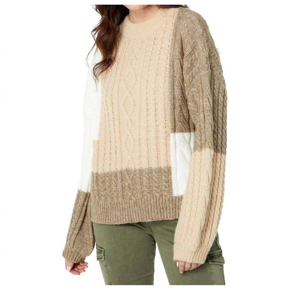 NEW EN SAISON baylor cable knit balloon sleeve sweater in natural